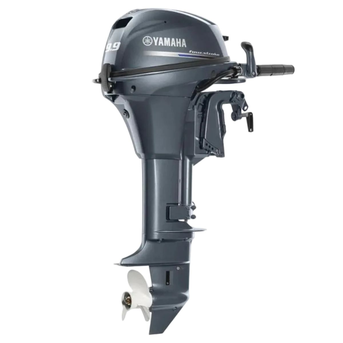 Yamaha 9.9 HP 4-stroke portable outboard motor, front view
