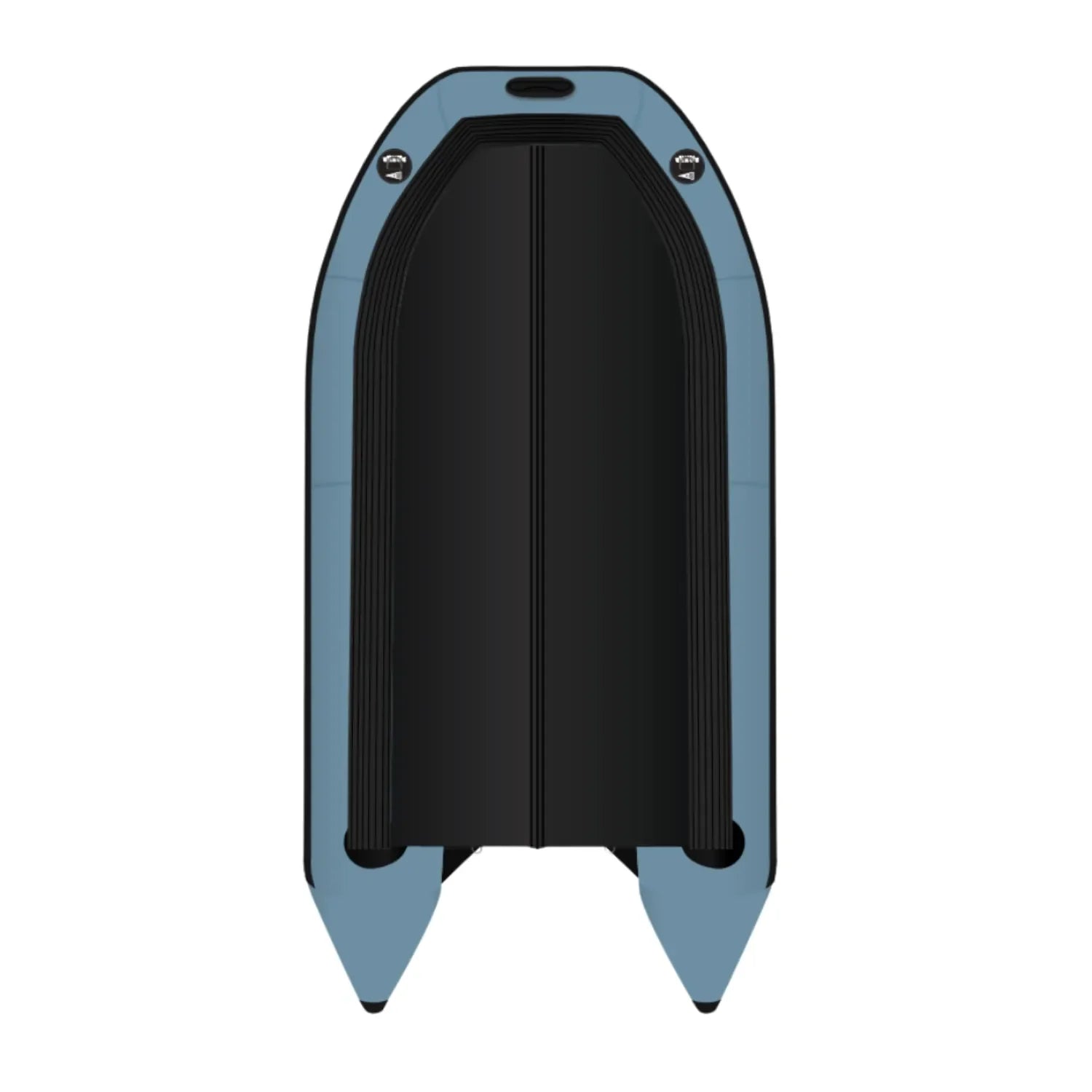 Bottom view of the Rover Marine Battle Boat inflatable watercraft, showing its durable hull and streamlined design for stability and performance on the water.